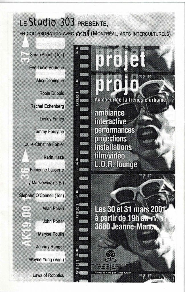 projet projo - "Au coeur de la frénésie urbaine" - programme de soirée  (2001)

