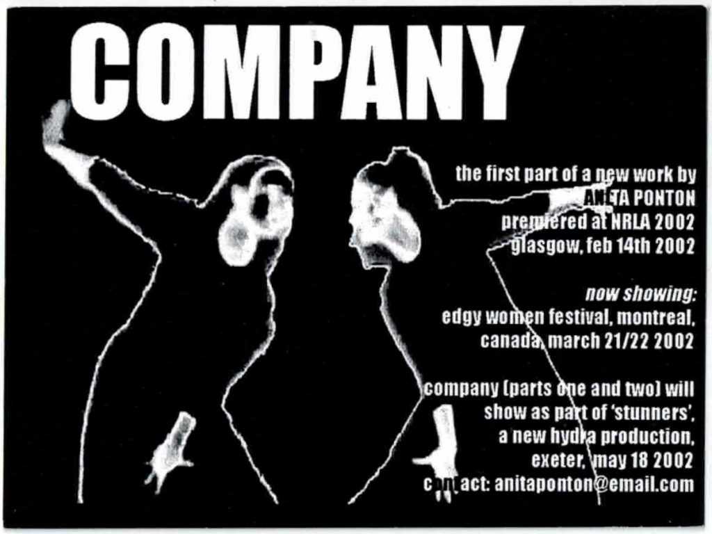 COMPANY (2002)
march 21st-22nd  mars 2002
Anita Ponton for Edgy Women